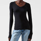 Atm - Rib Long Sleeve V Neck Tee Top