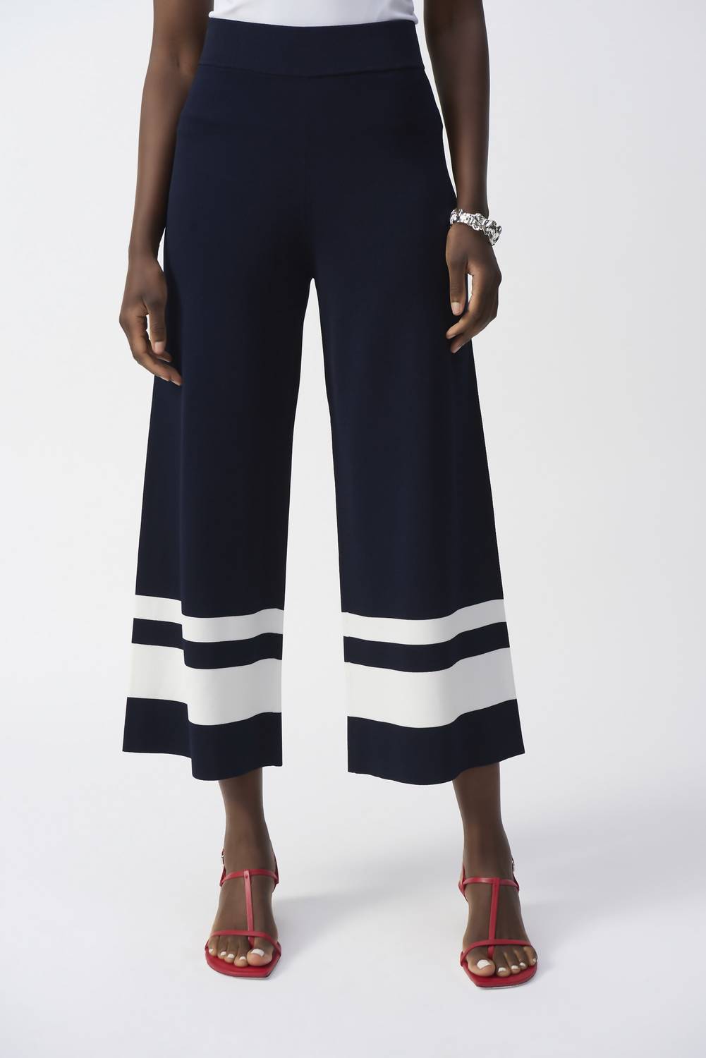 Joseph Ribkoff - Placement Stripe Sweater Knit Culotte Pant