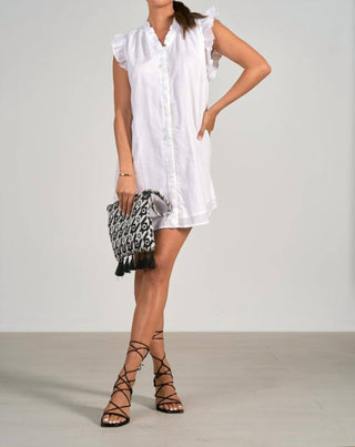 Elan - Button Front Ruffle Sleeve Dress