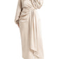 ELOQUII Women's Plus Size Satin Sleeve Pleated Dress - 18, Light Tan