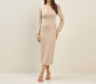 Able - Low Waist Belted Sweater Midi Dress