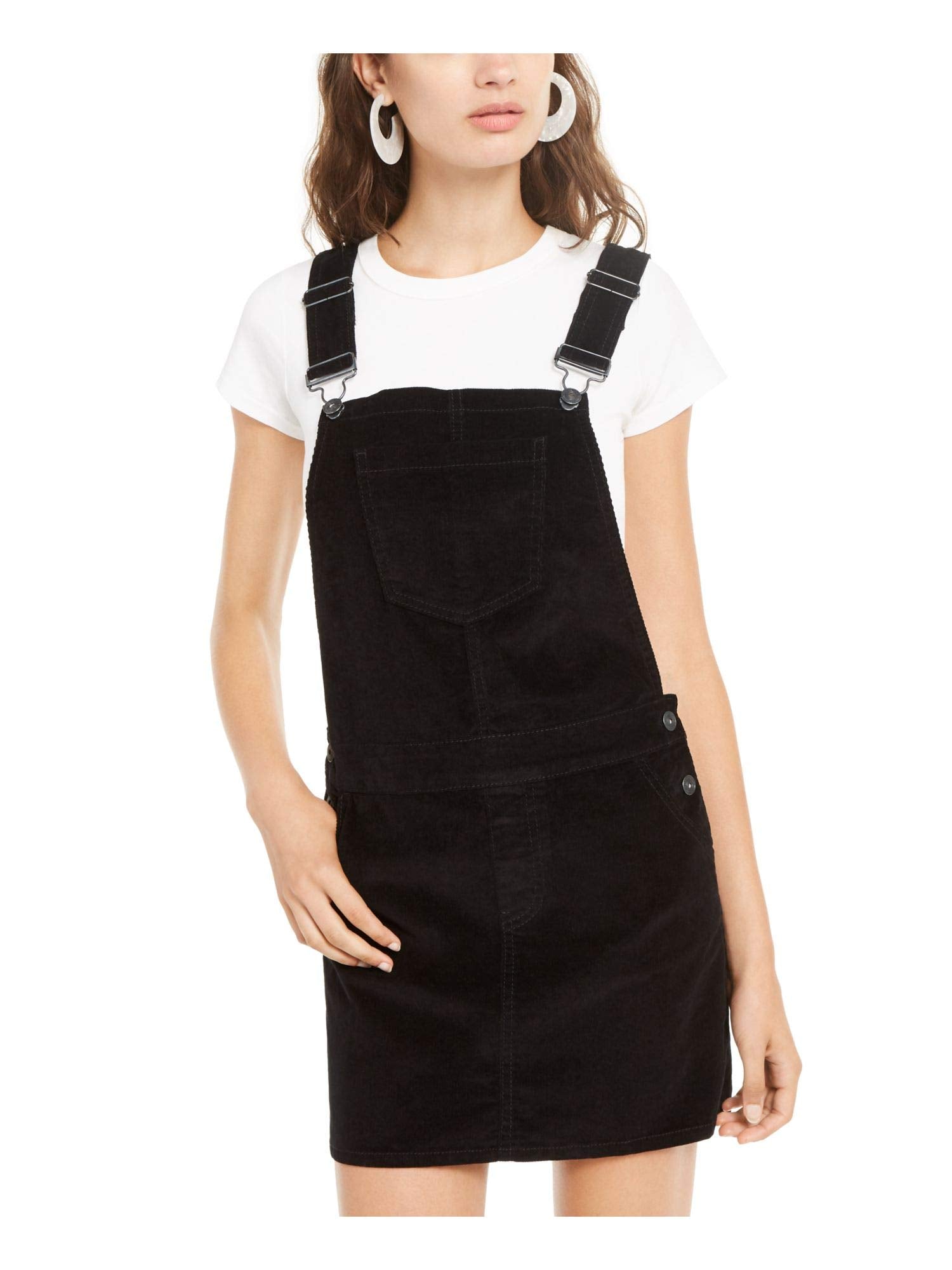 Vanilla Star Juniors' Corduroy Overalls Dress Black Size 5
