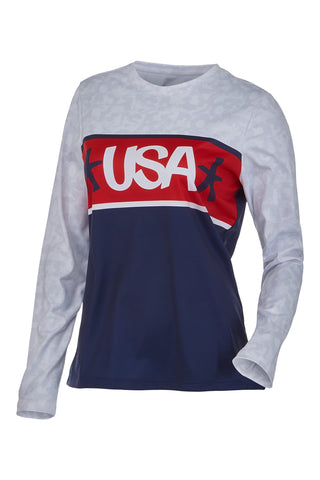 Spyder Women's USA Snow Long Sleeve Crew Neck Tee