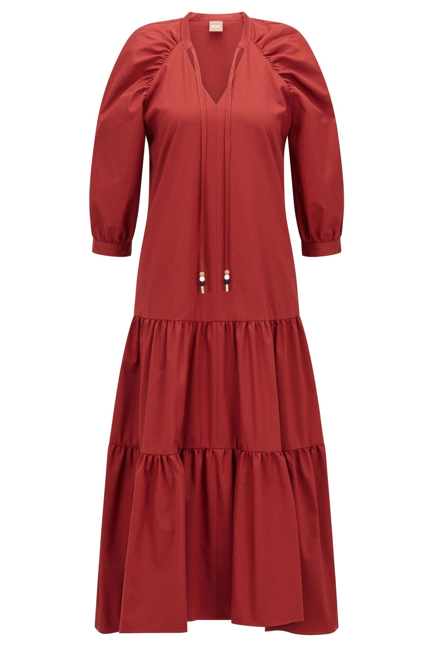 BOSS Womens/Ladies Depera Tiered Maxi Dress (2 US) (Red)