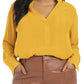 ELOQUII Women's Plus Size Mandarin Collar Tunic - 22, Gold