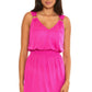 Becca by Rebecca Virtue Women's Standard Breezy Basics Dress, Plunge Neck, Beach Cover Ups, Pink Flambe