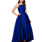 B&A by Betsy and Adam Womens Satin Maxi Evening Dress Blue 8