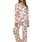 Felina Long Sleeve PJ Top w/Drawstring Pant Set (Watercolor Blooms, Small)