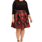 Jessica Howard Womens Floral Print Gathered Cocktail Dress Black 16