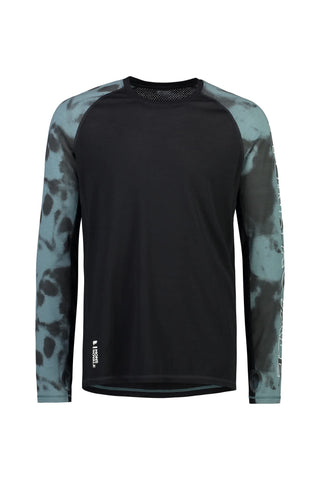 Mons Royale Temple Tech Men's Long Sleeve Shirt Sage Tie Dye Black