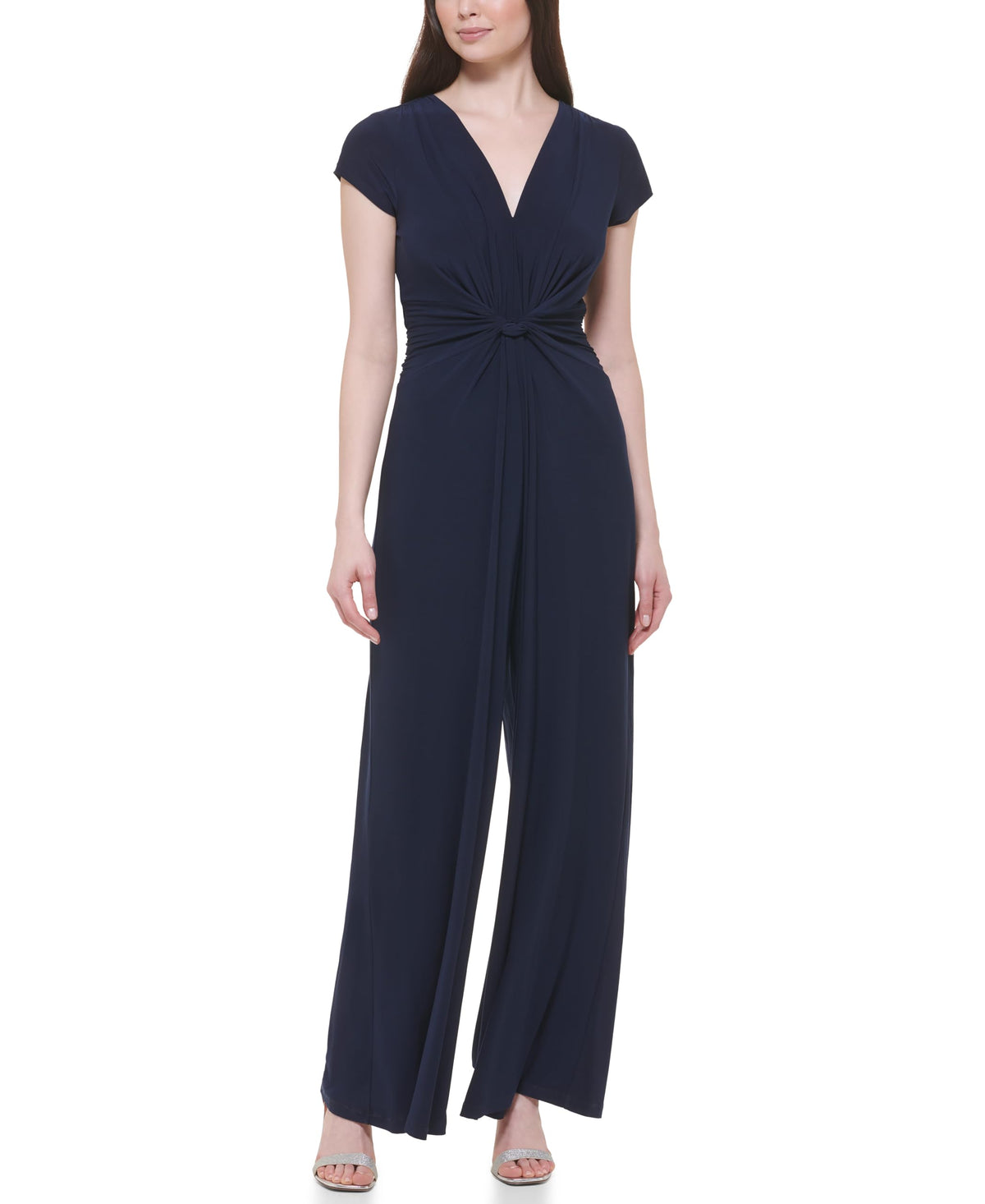 Vince Camuto Womens Twist Front Jumpsuit Navy Small