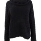 Hippie Rose Juniors' Textured Cowl-Neck Sweater (L, Black)