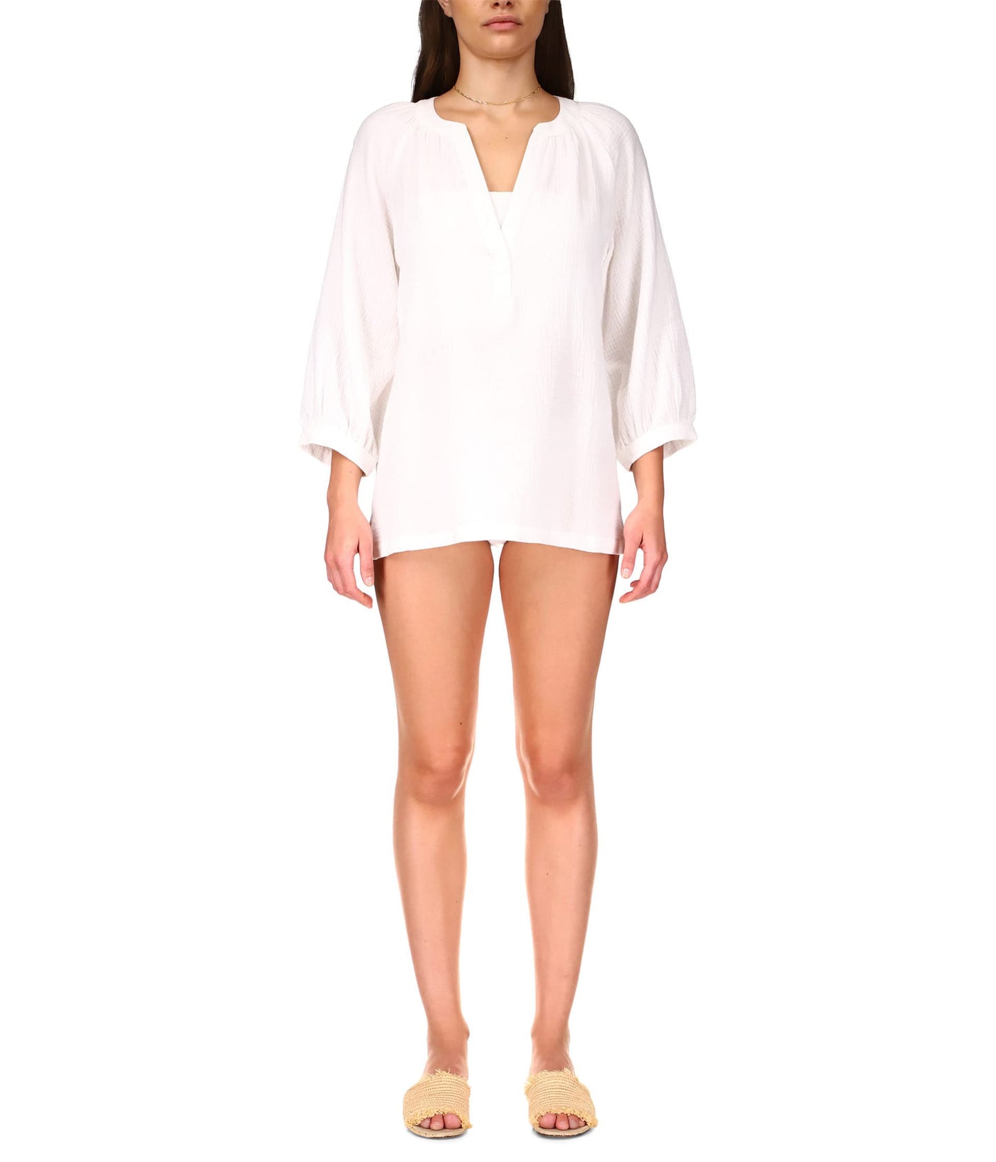 Sanctuary Island Gauze Tunic Brilliant White