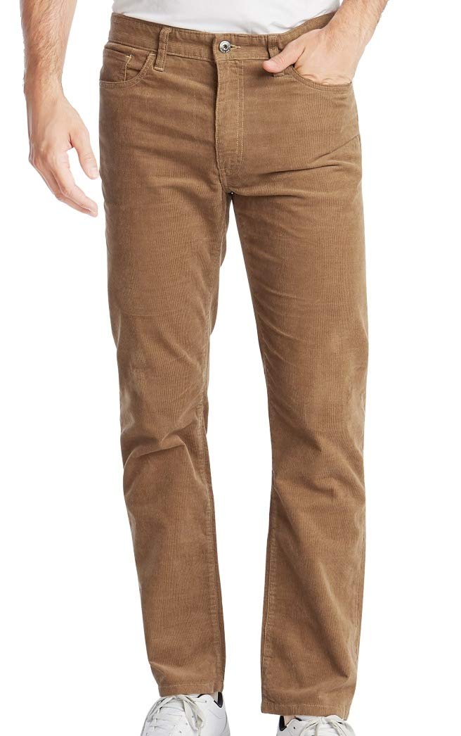 Nautica Men's Straight Leg Corduroy Pant, Oyster Brown, 38W 30L