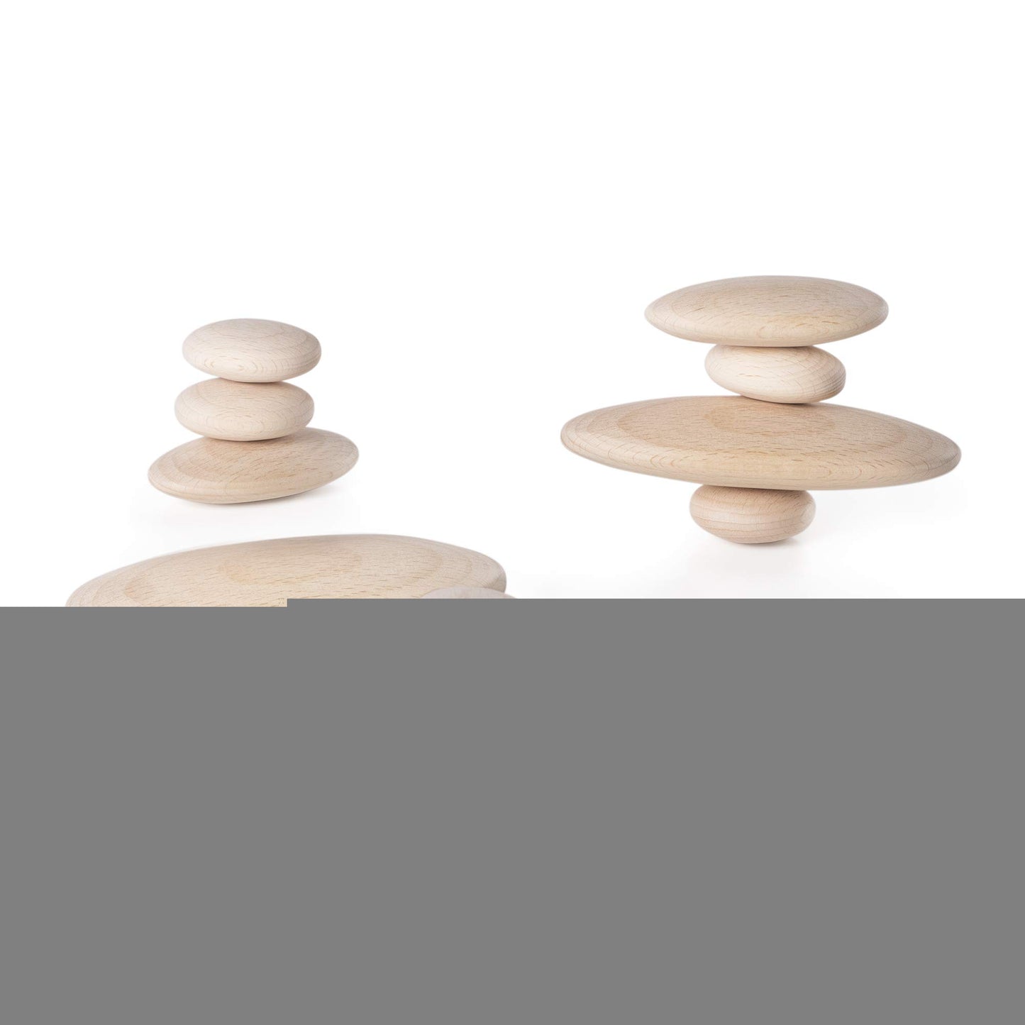 Guidecraft Wood Stackers  River Stones 20 Natural Building Blocks Set for Children Develop Fine Motor Skills