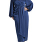 ELOQUII Women's Plus Size Satin Sleeve Pleated Dress - 14, Marine Blue