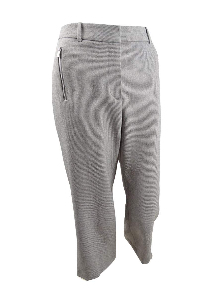 Calvin Klein Women's Zipper-Pocket Cropped Twill Pants (14, Tin)