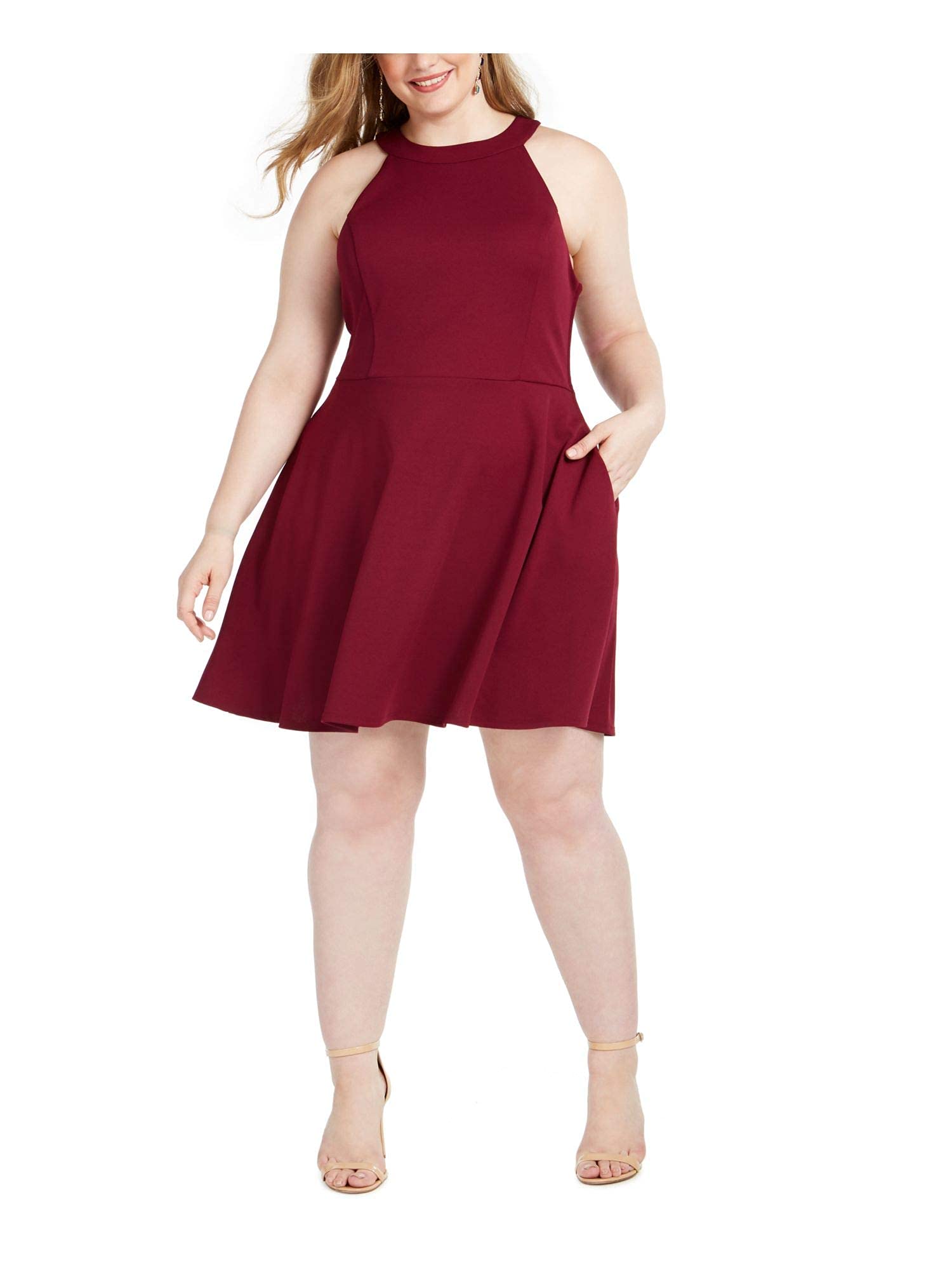 Speechless Womens Plus Juniors Halter Mini Dress