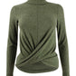 CRAVE FAME Juniors' Cozy Twist-Front Turtleneck Top Olive Small
