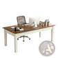 62 Inch White and Brown Wooden Executive Office Desk