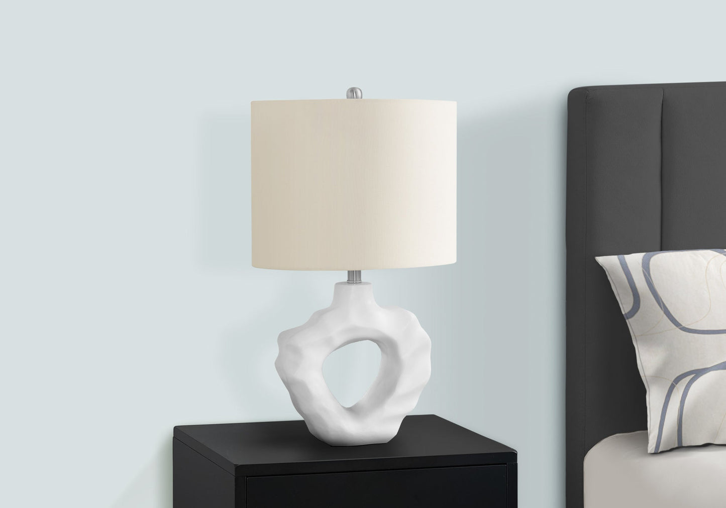 Lighting, 25'h, Table Lamp, Cream Resin, Ivory / Cream Shade, Modern