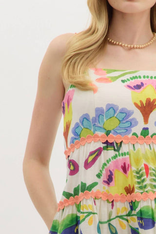 Entro - Citrus Breeze Botanical Print Mini Dress