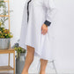 Karen T Design - Asymmetrical Shirt Dress With Contrast Collar