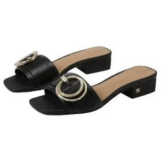 Sam Edelman - Women's Delfi Slip On Open Squared Toe Block Heel Fashion Slide Sandal