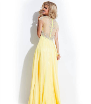 Rachel Allan - Beaded High Mesh Neck Chiffon Prom Gown