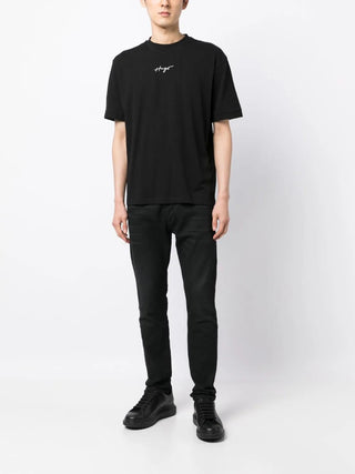 Hugo Boss Men's Dontevideo Script Logo Short Sleeve Tee Black Size Medium