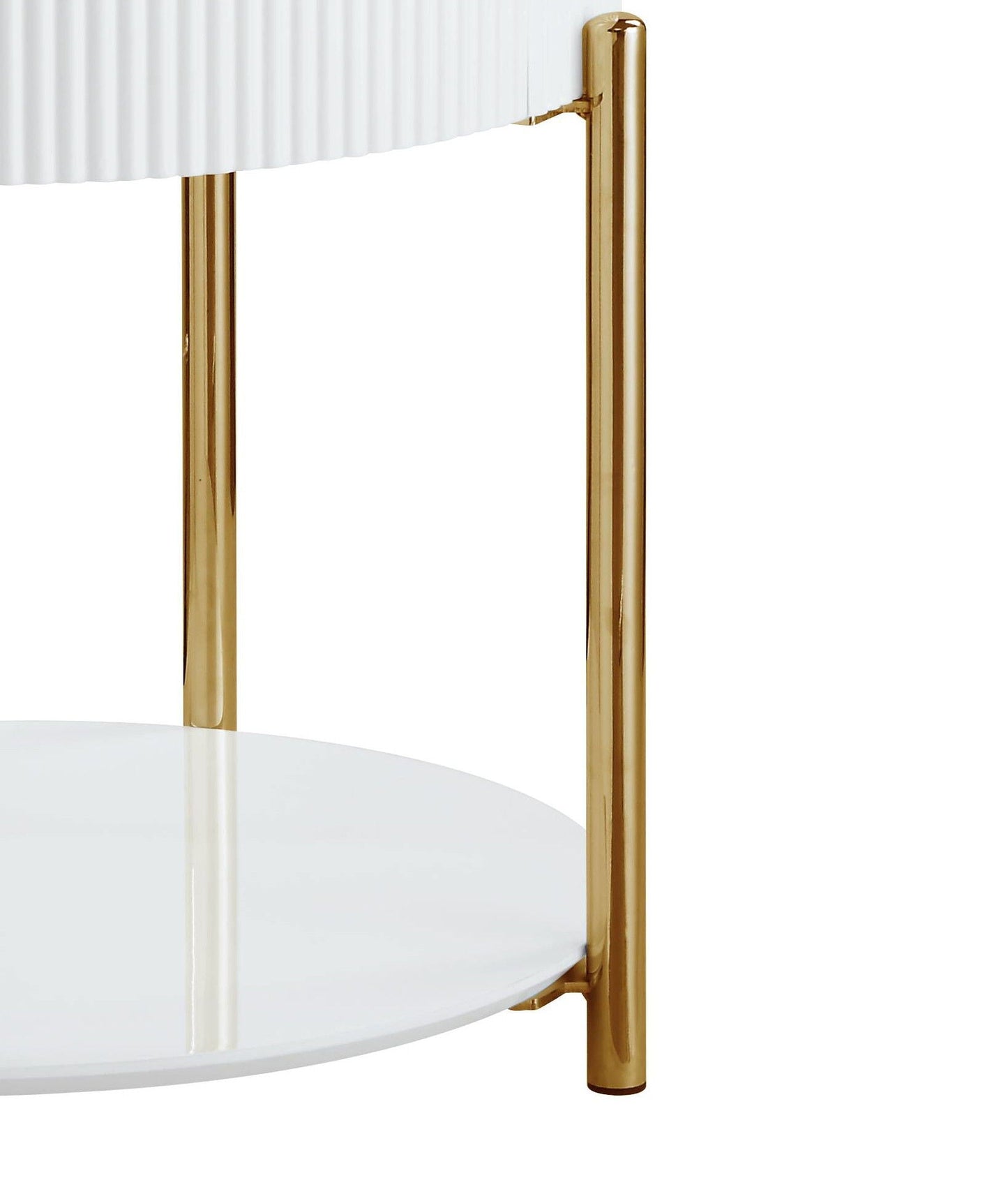 Daveigh High Gloss End Table - Gold / White
