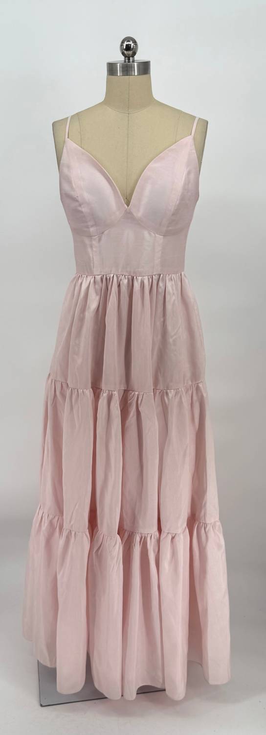 Hutch - Tiered Maxi Dress Taffeta Sheen Spaghetti Strapgown