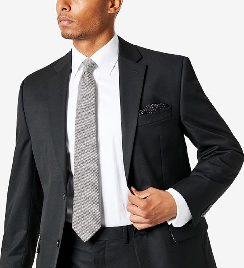 Sean John Men's Classic Fit Black Solid Jacket Black Size 46