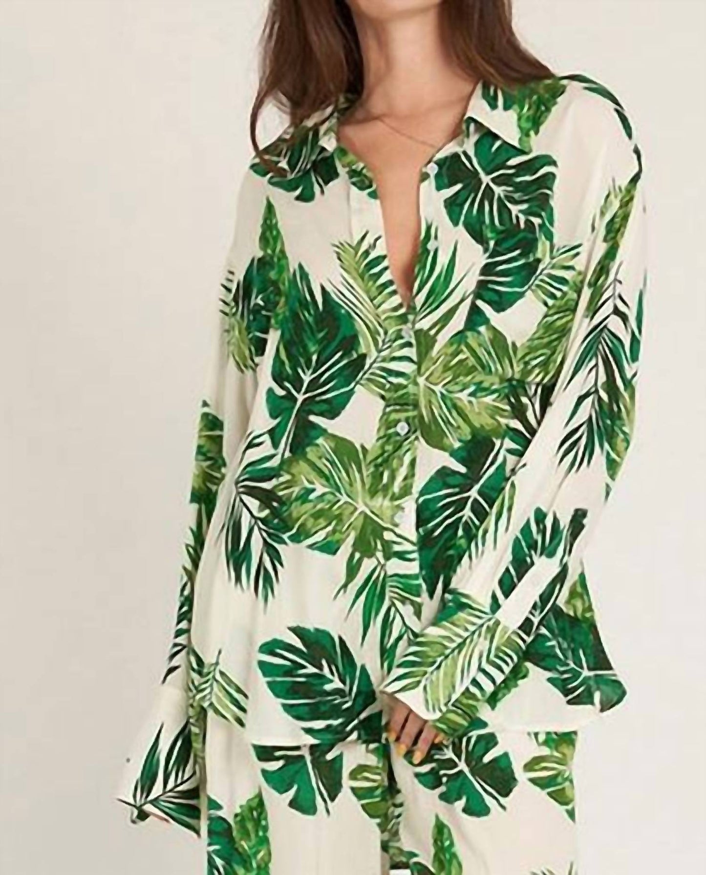 En Creme - Leaf Print Top