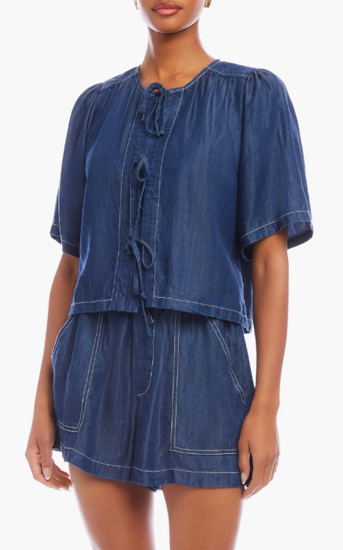 Fifteen Twenty - Nadine Tie Front Cropped Top