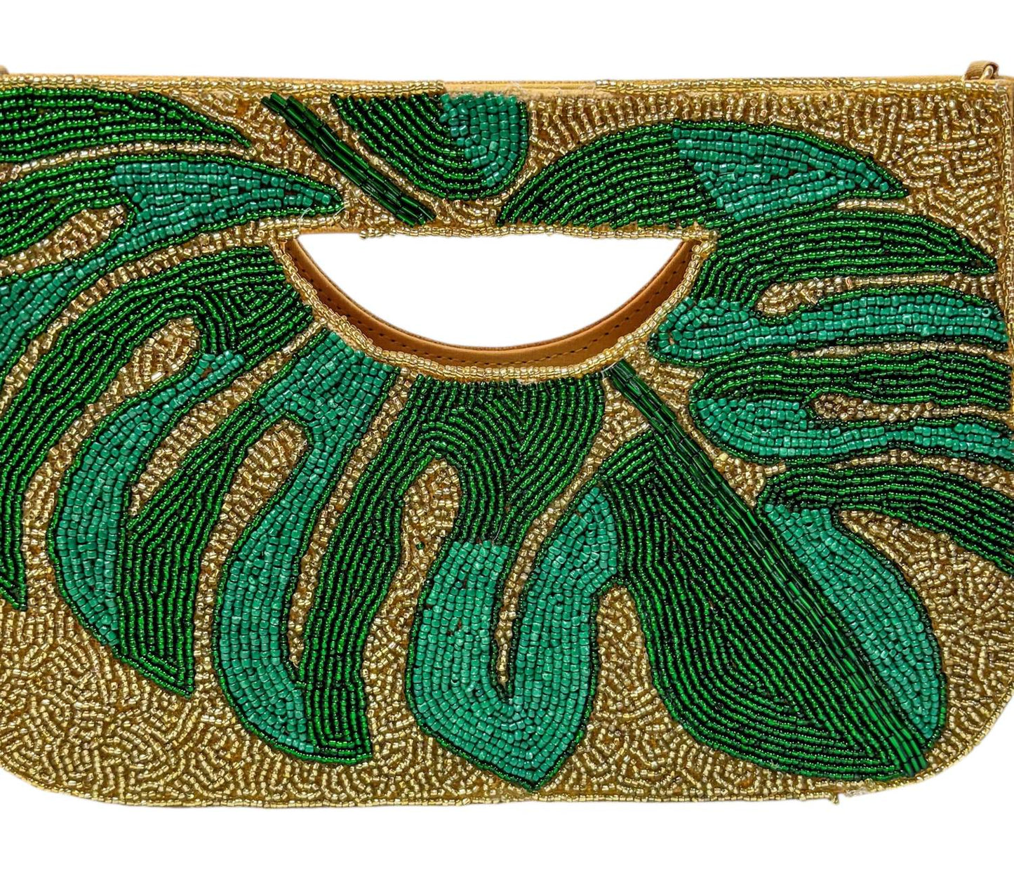 Golden Stella - Women's Beaded Leaf Handbag