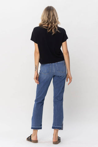 Judy Blue - High Waist Fray Slit Release Hem Straight Denim Jeans