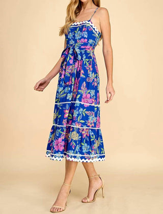 &Merci - Tropical Floral Ricrac Midi Dress