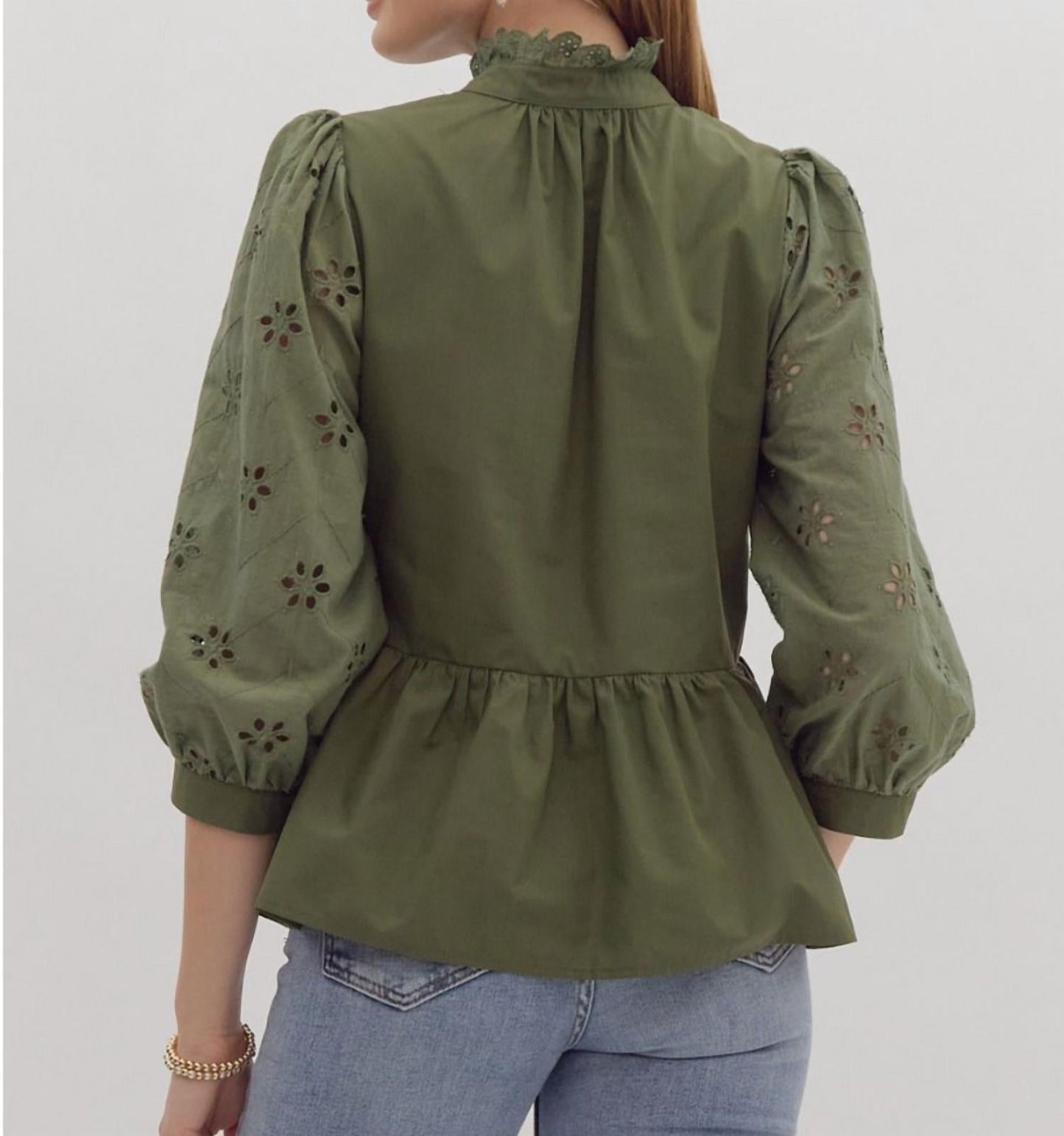 Entro - Eyelet Sleeve Top