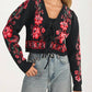 &Merci - Floral Knit Tie Front Cardigan