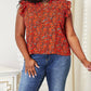 Double Take - Floral Flutter Sleeve Notched Neck Blouse