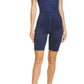 Zella Renew Print Bike Shorts Bodysuit in Blue Twilight Wave Print, Size Large
