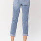 Judy Blue - Mid Rise Double Cuff Destroyed Boyfriend Denim Jeans