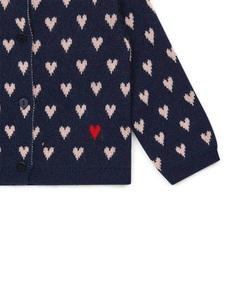 Bonton - Kid's Hearts Double Jacquard Knit Cardigan