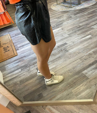 Entro - High Waisted Leather Shorts