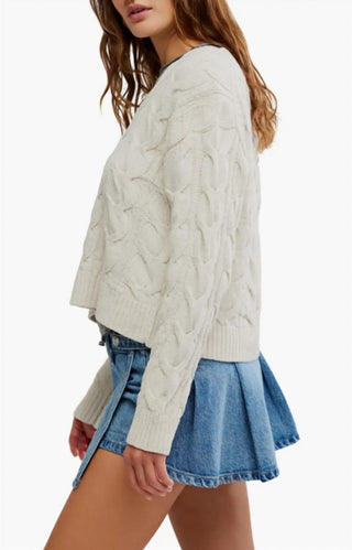 Free People - Washed Cable Neck Sweater