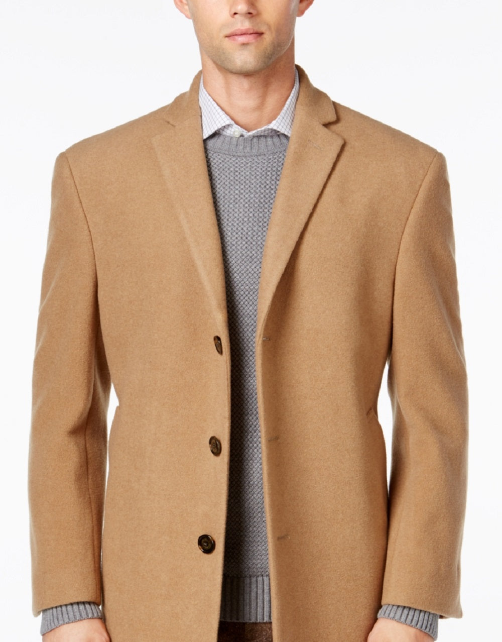 Calvin Klein Men's Prosper Wool Blend X Fit Overcoat Brown Size 40