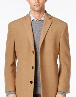 Calvin Klein Men's Prosper Wool Blend X Fit Overcoat Brown Size 40