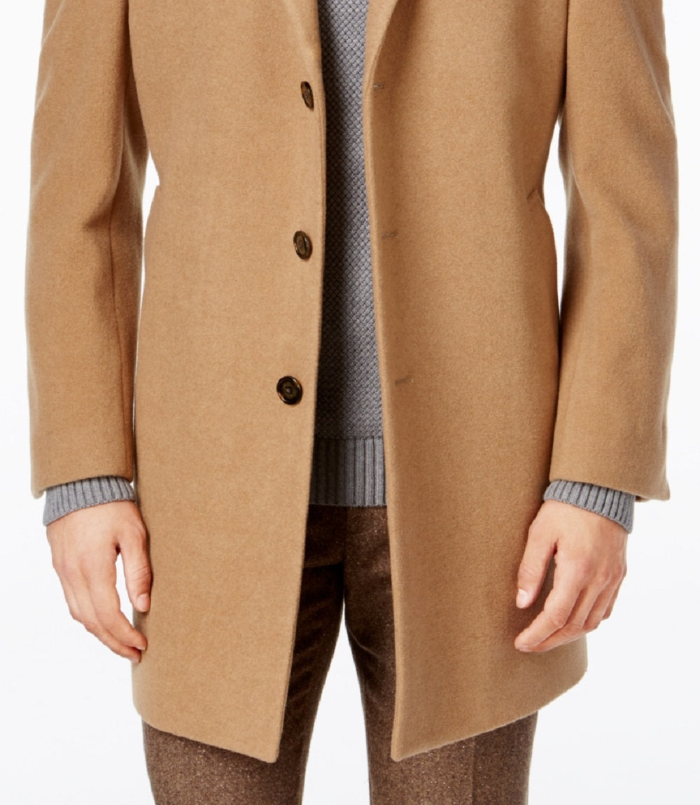 Calvin Klein Men's Prosper Wool Blend X Fit Overcoat Brown Size 40