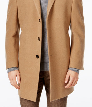 Calvin Klein Men's Prosper Wool Blend X Fit Overcoat Brown Size 48